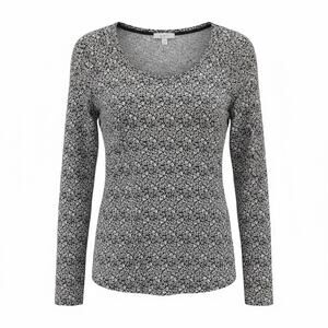 LOFT Floral Long Sleeve Blouse Black White Women’s XS 0–2 Lightweight